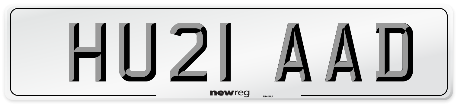 HU21 AAD Number Plate from New Reg